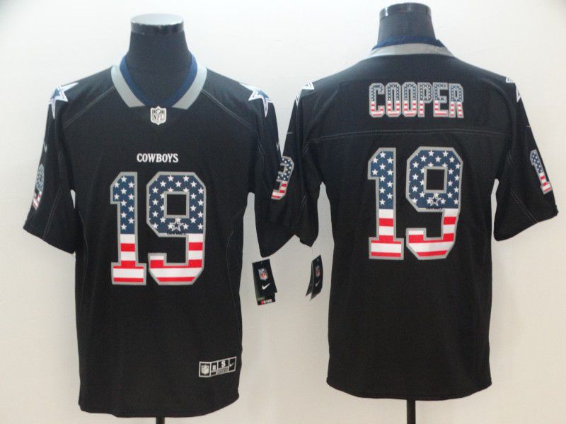Men Dallas Cowboys 19 Cooper Nike USA Flag Fashion Black Color Rush Limited NFL Jersey